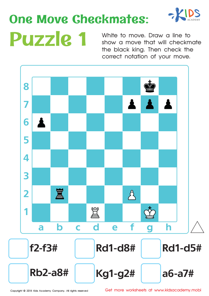 One Move Checkmates: Puzzle 1 Worksheet