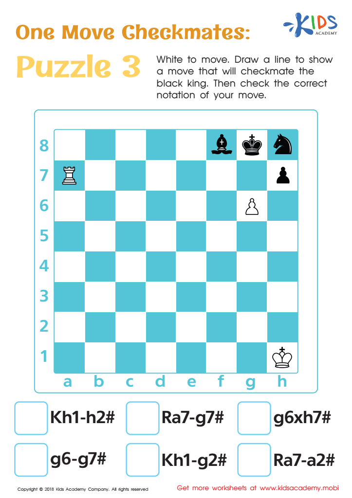 One Move Checkmates: Puzzle 3 Worksheet