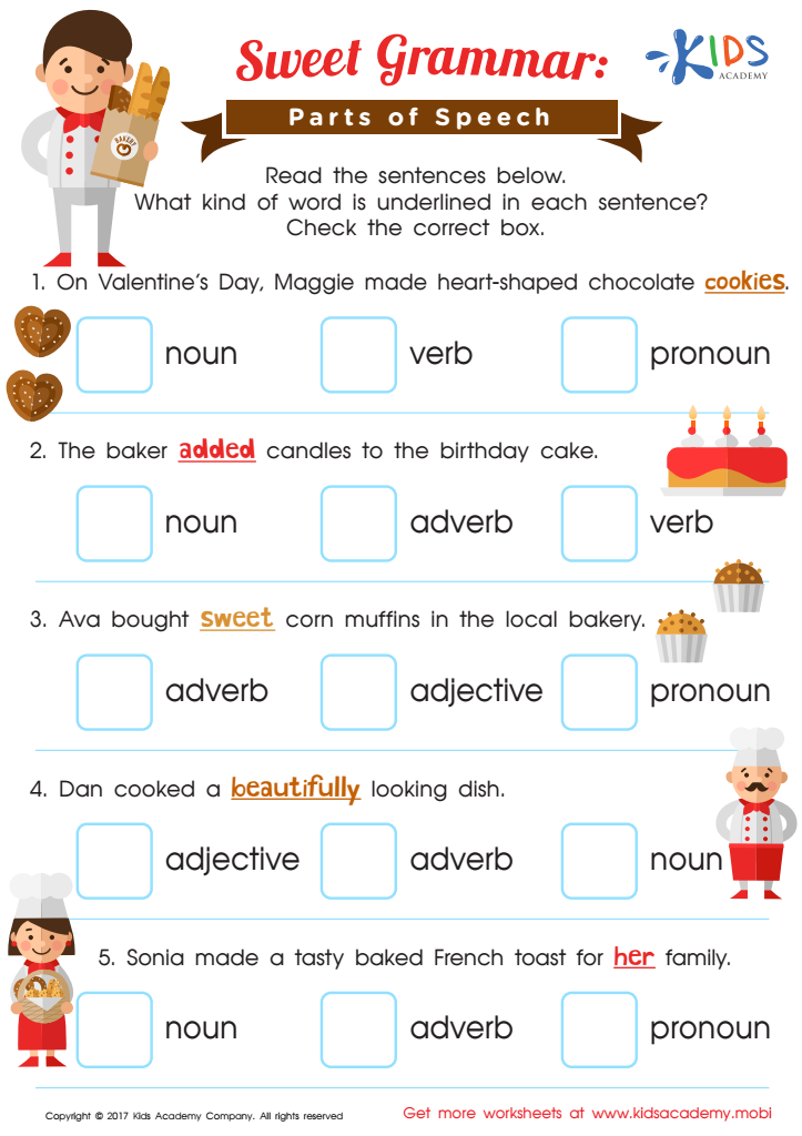 Parts of Speech Worksheet 3rd Grade