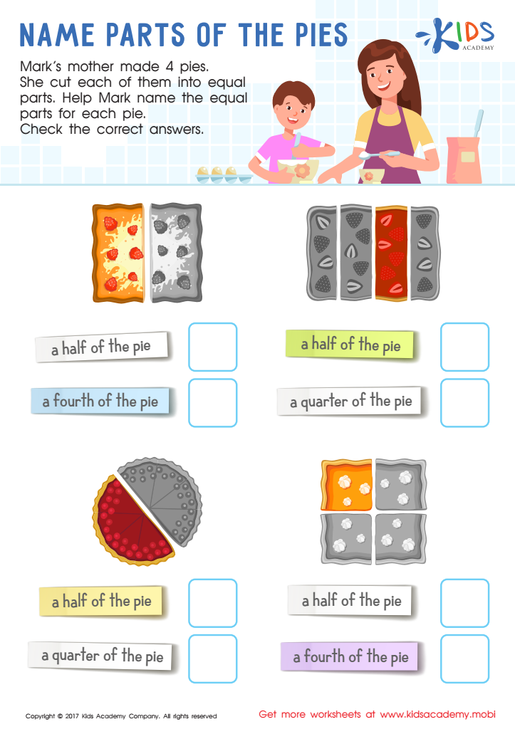 Name Parts of the Pies Worksheet