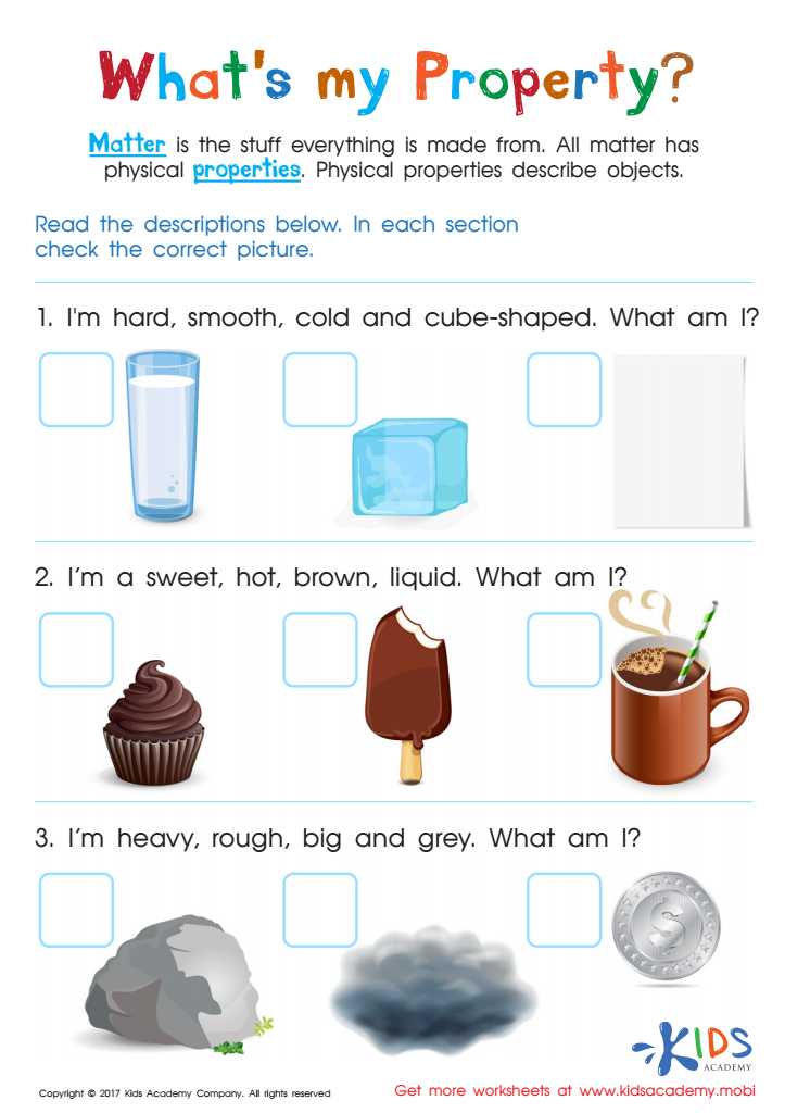 Physical properties of matter worksheet