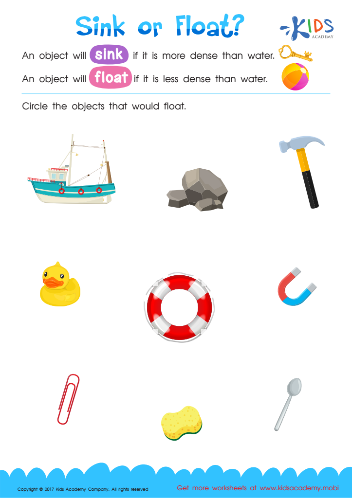 Sink Or Float Printable Worksheet