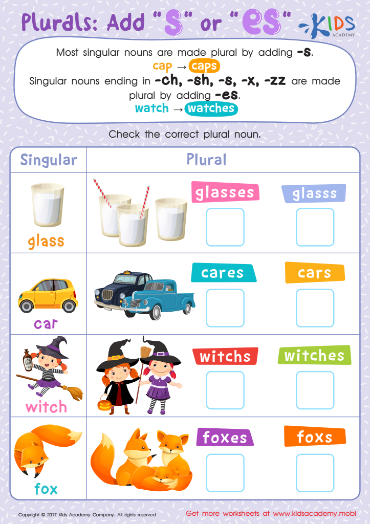 Singular And Plural Add S Worksheets