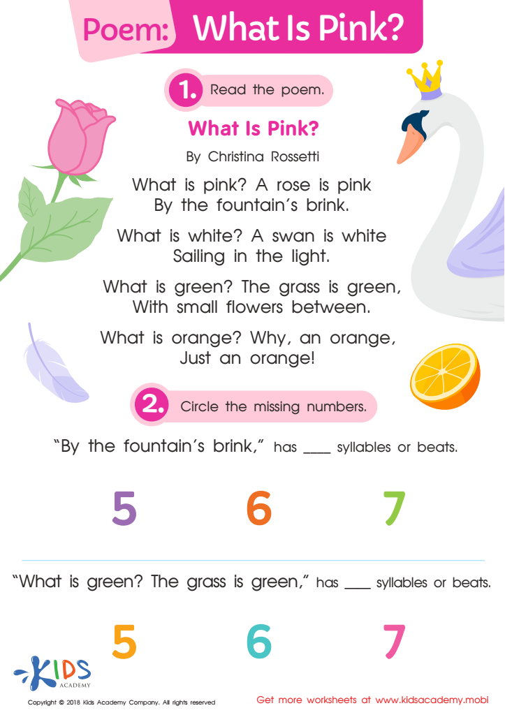 Poem: What Is Pink? Worksheet