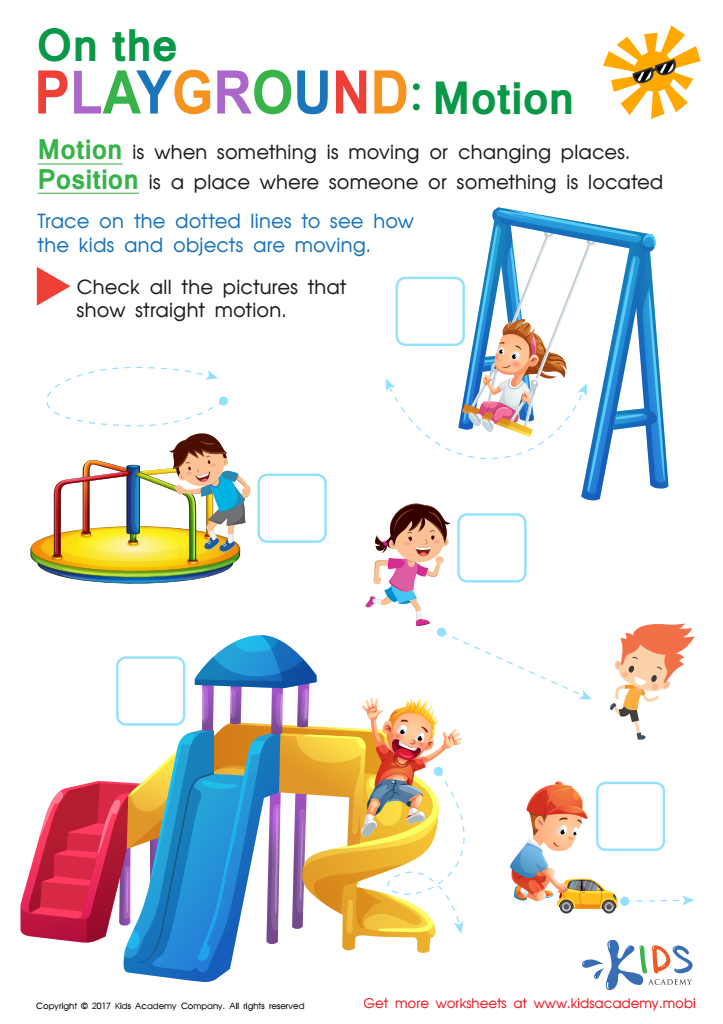 Position and Motion Worksheet: Free Printable PDF for Kids