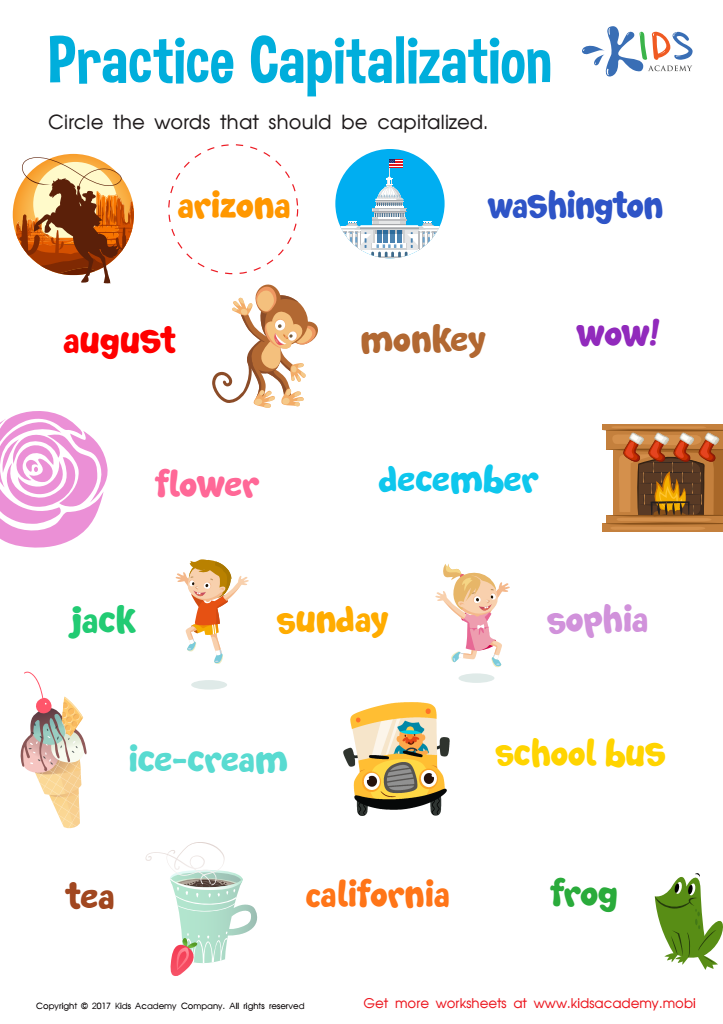 1st Grade Capitalization Worksheets: Free Capitalization Practice First