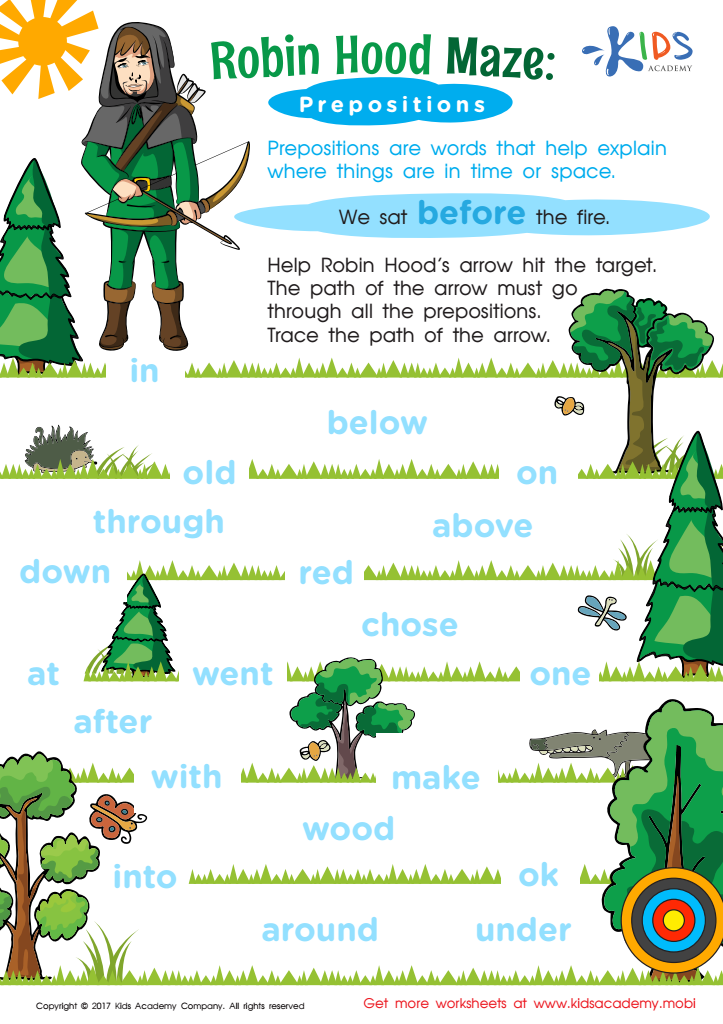 Prepositions Worksheet: Free Printable PDF for Kids