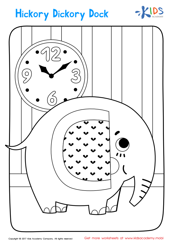 Printable Coloring Page: Hickory Dickory Dock