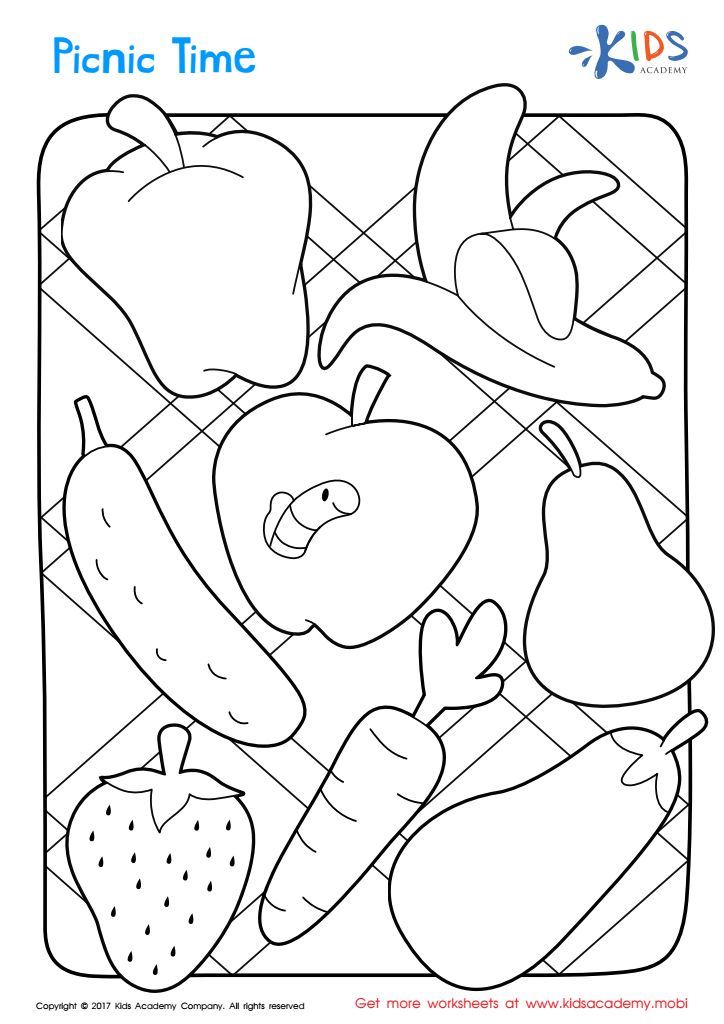 Picnic Time Coloring Page: Free Printable Worksheet for Kids