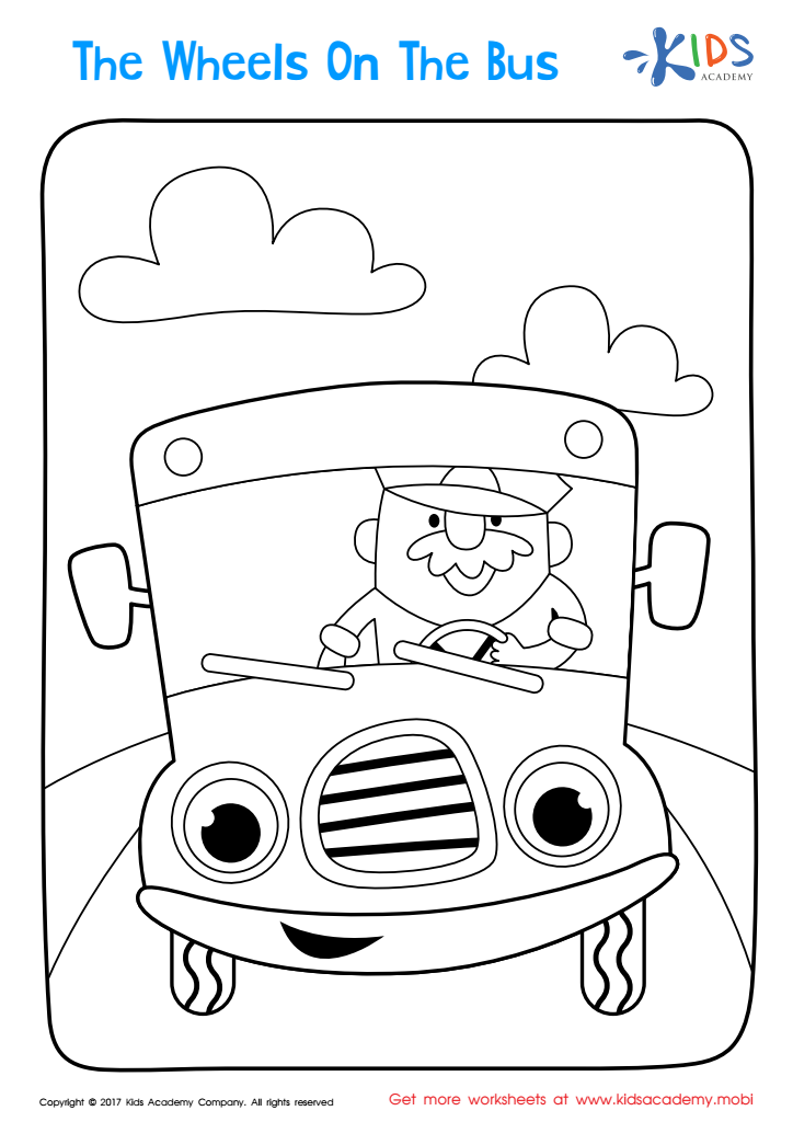 Printable Coloring Page: The Wheels on the Bus
