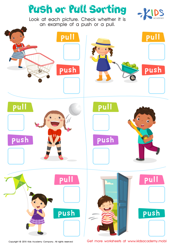 Identify Push And Pull Forces Worksheets