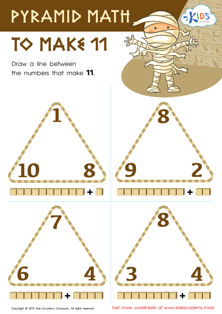 Pyramid Math To Make 11 Worksheet For Kids