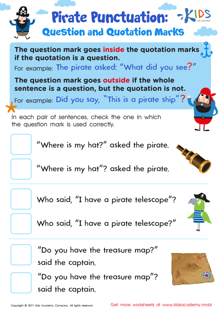 Question And Quotation Marks Worksheet Free Printable PDF For Kids Answers And Completion Rate
