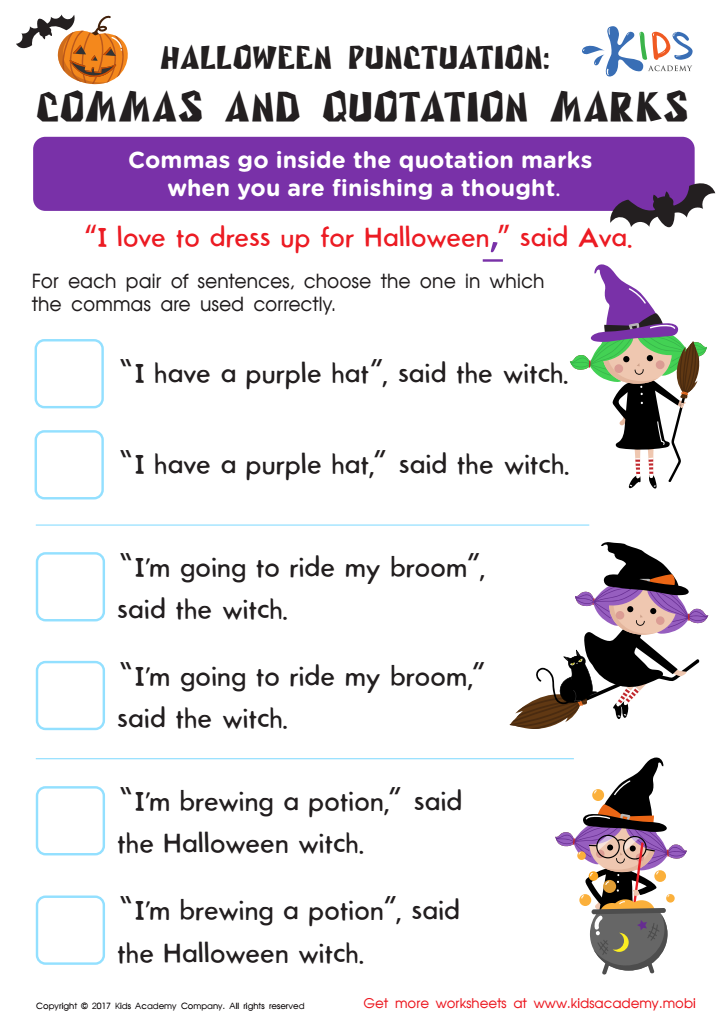 Quotation Marks Worksheet: Free Printable PDF for Kids