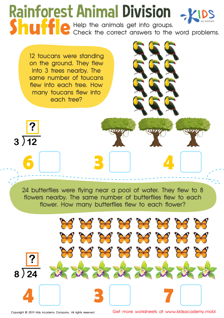 Rainforest Animal Division Worksheet