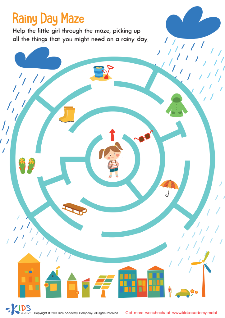Rainy Day Maze Worksheet: Free Science Printable for Children