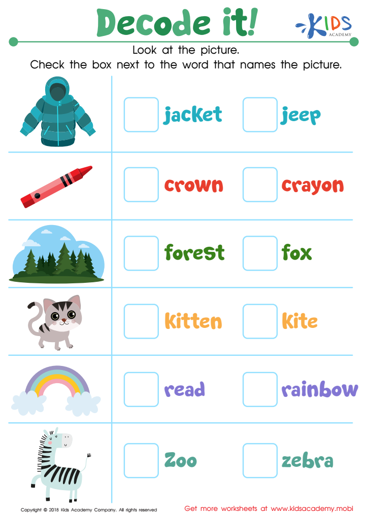 Reading: Decode It Worksheet for kids