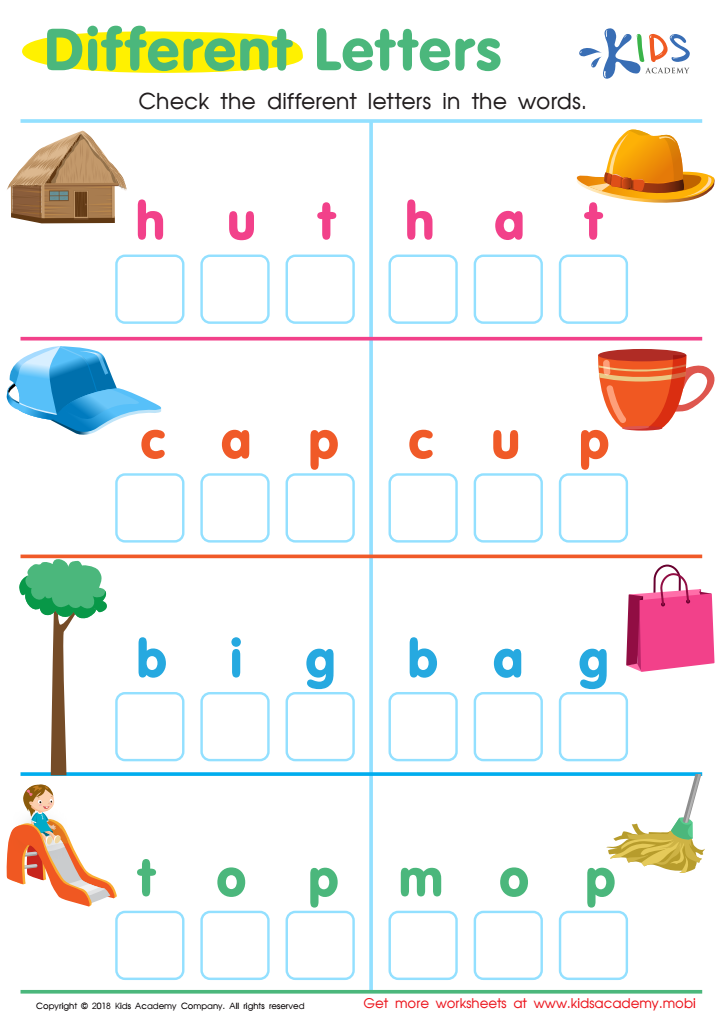 Different Letters Reading Worksheet