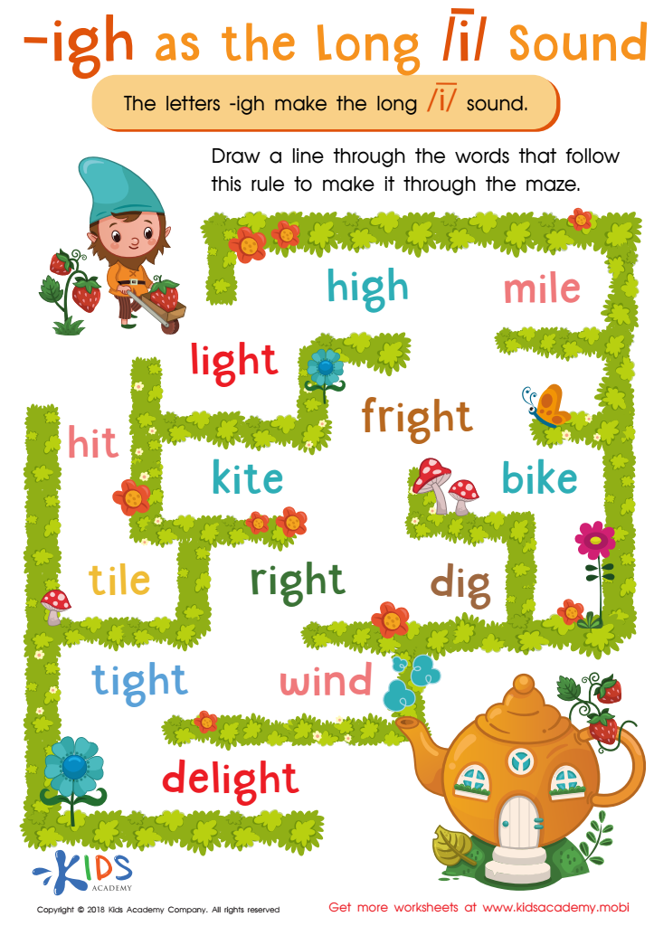 Reading: IGH as Long I Worksheet