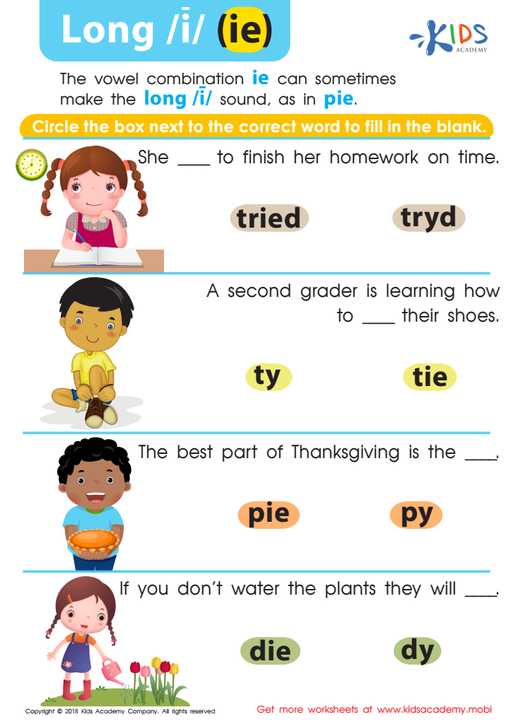 Reading: Long I and IE Worksheet