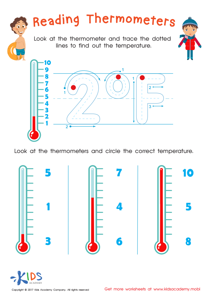 Reading a thermometer worksheet