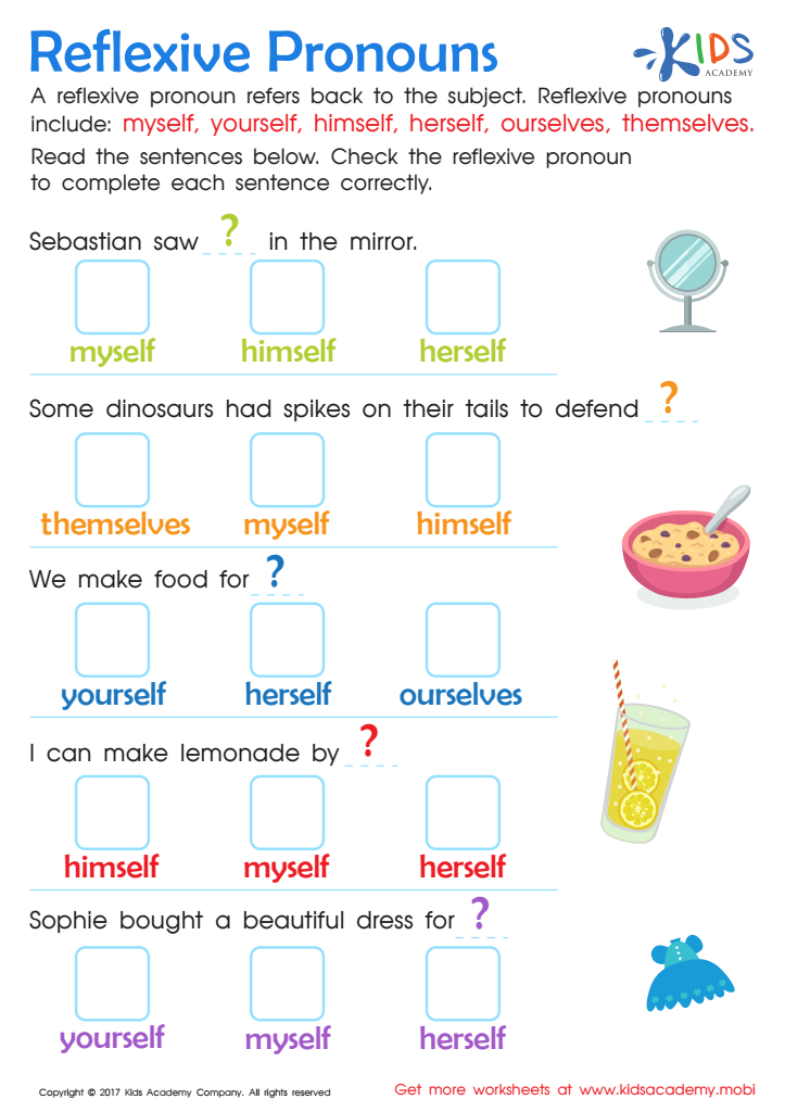Reflexive Pronouns Worksheet