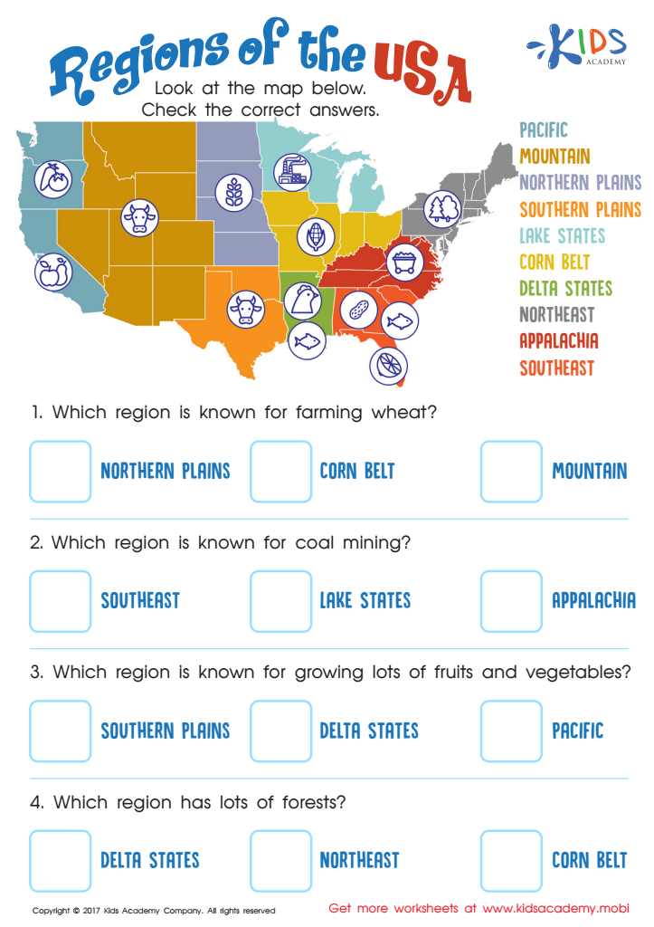 Regions of the USA Worksheet