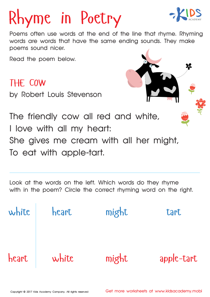 Кhyme in poetry worksheet
