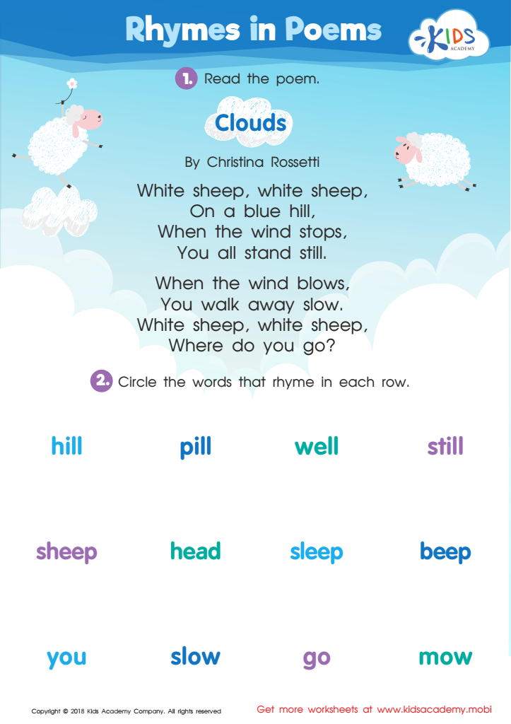 rhyming words worksheet for grade 2