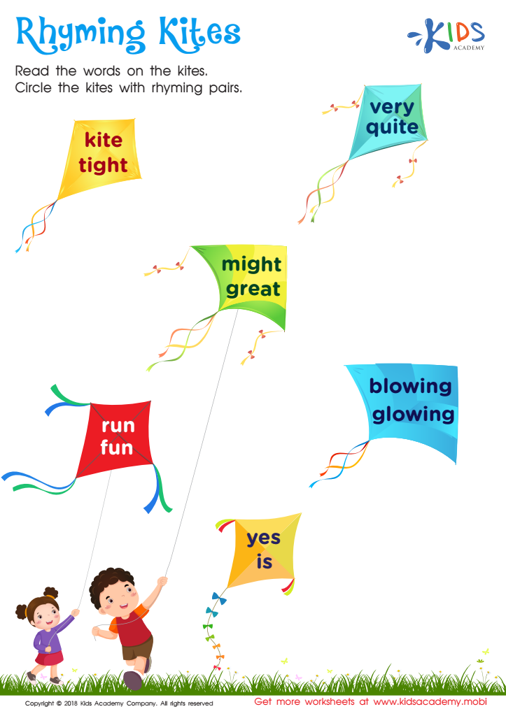 Rhyming Kites Worksheet