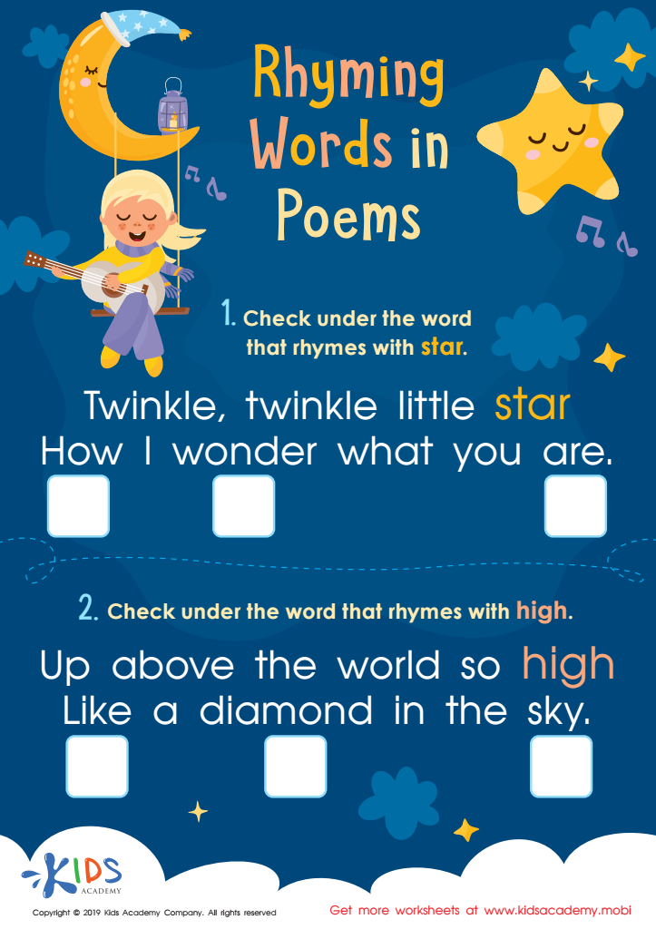 Rhyming Words in Poems Worksheet