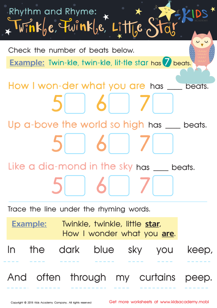 Rhythm and Rhyme: Twinkle, Twinkle, Little Star Worksheet