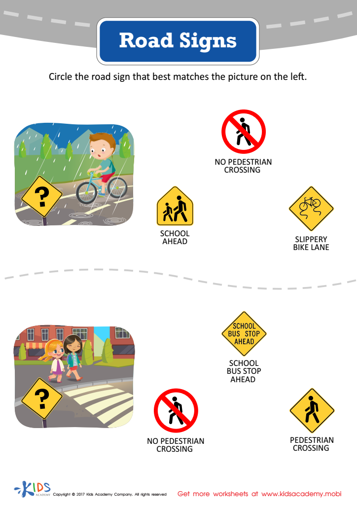 Road Signs for Kids Worksheets