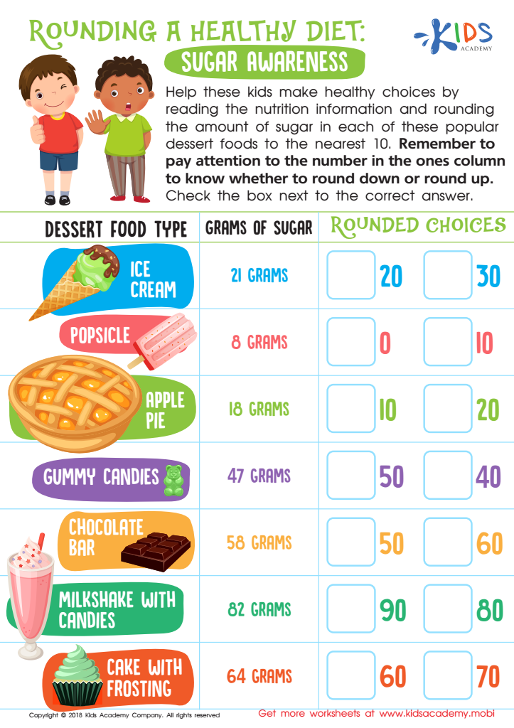 Rounding Healthy Diet Worksheet Free Printable PDF For Kids Answers 