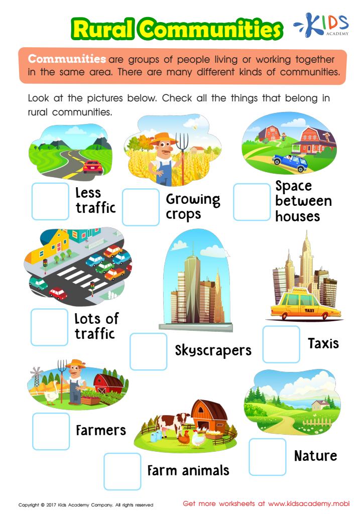 Rural Communities Printable: Free Worksheet for Kids