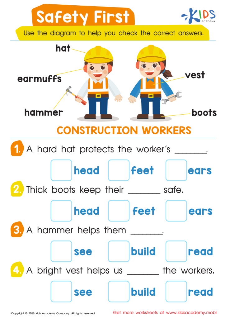 Safety First Worksheet
