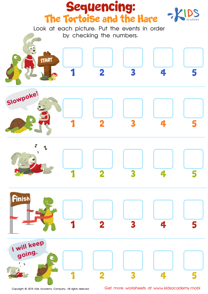 Sequencing: The Tortoise and the Hare Worksheet