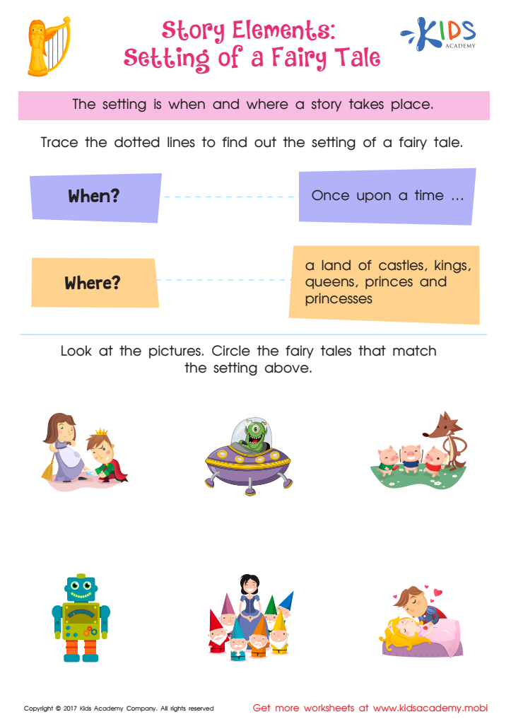 Setting of a Fairy Tale Printable Worksheet Story Elements Free