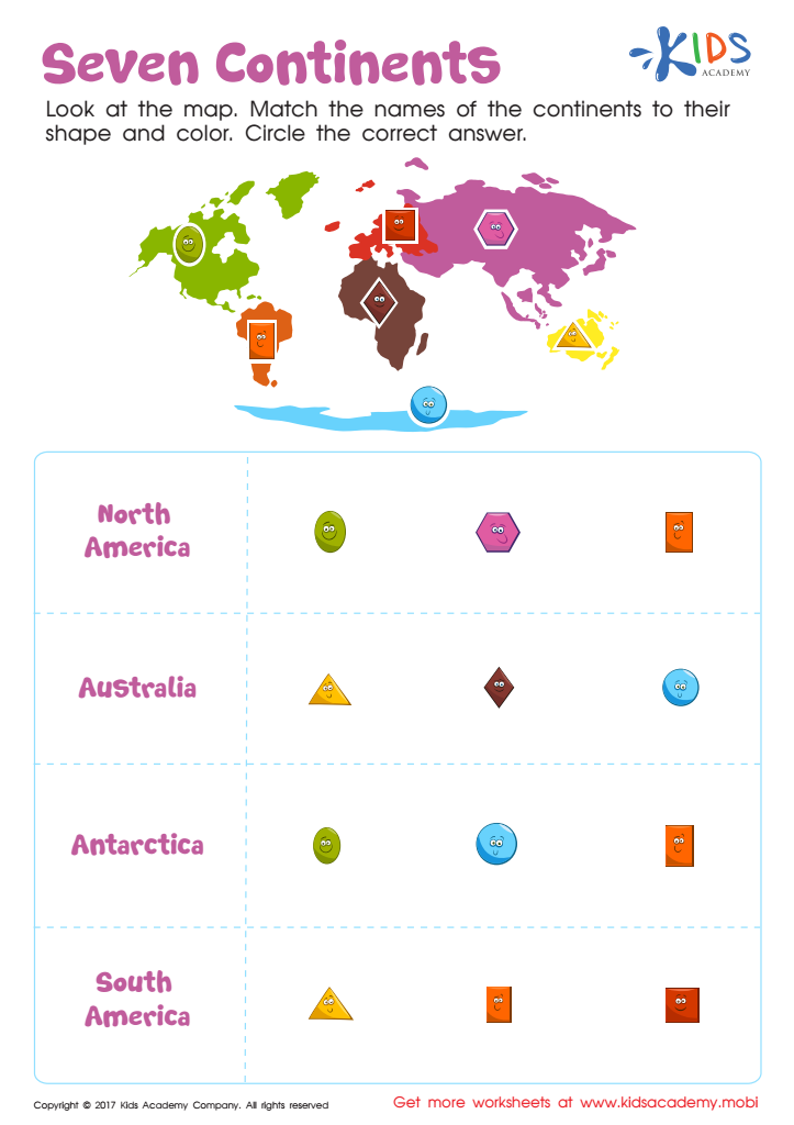 Seven Continents Worksheet Free PDF Printout For Kids Answers And 