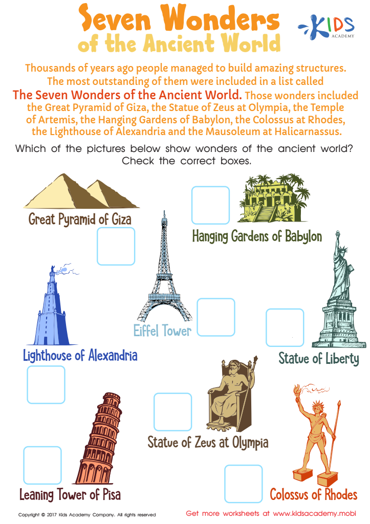 Seven Wonders of the Ancient World Worksheet