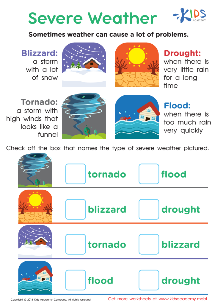 Severe Weather Worksheet