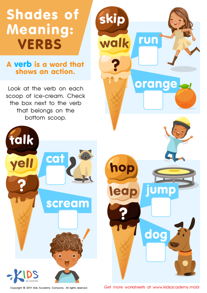 Shades of Meaning: Verbs Worksheet