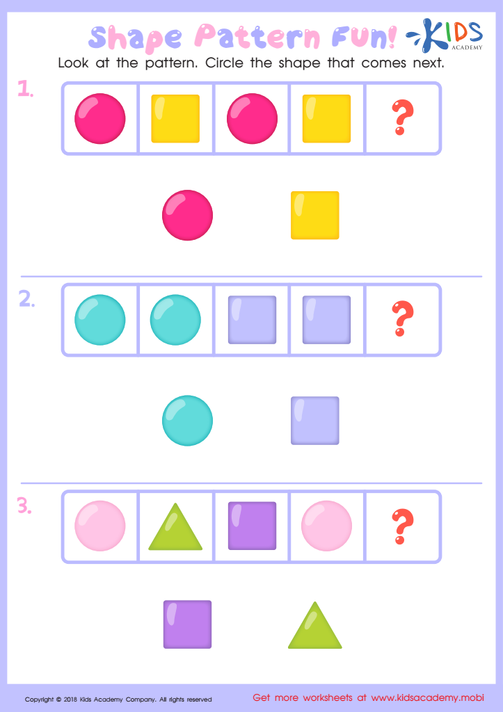 Free Patterns Worksheets for Kids