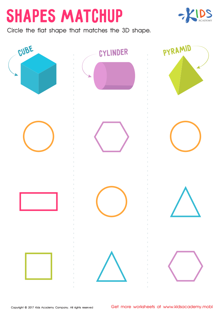 shapes matchup worksheet printable pdf for children