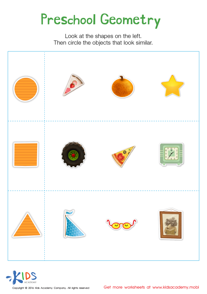 Preschool Geometry Printable Worksheet