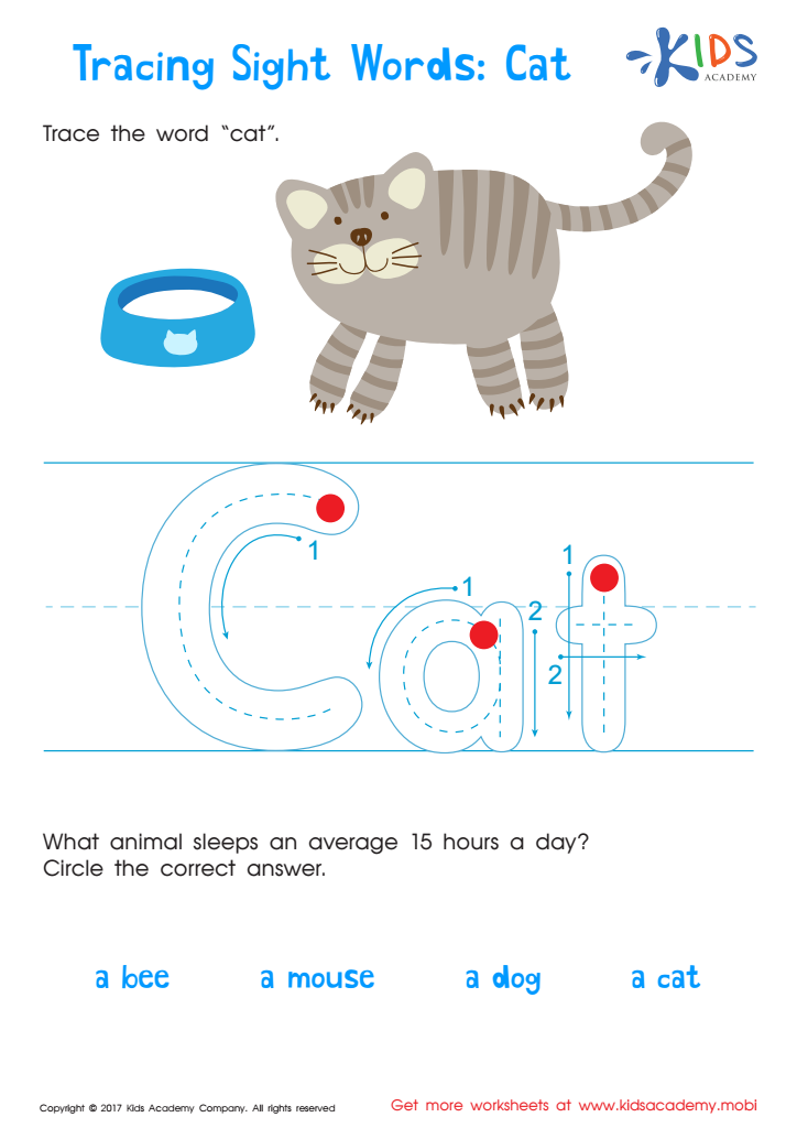 Sight Words Worksheet: Cat
