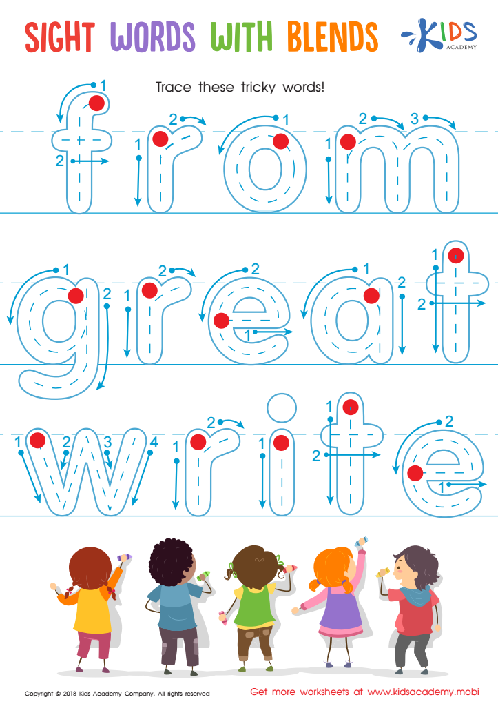 Sight Words With Blends Worksheet Free Printable PDF For Kids