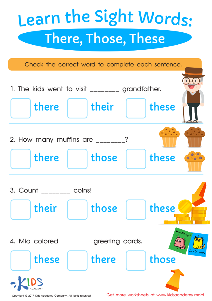 2nd grade sight words worksheet- there, those, these