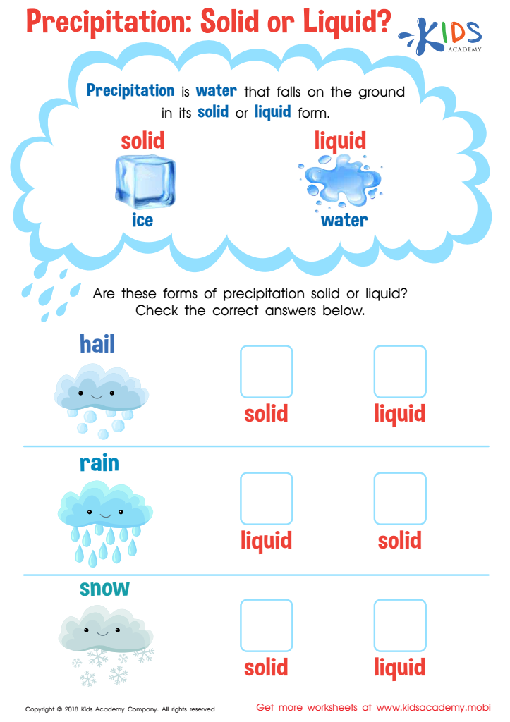 Precipitation: Solid or Liquid? Worksheet