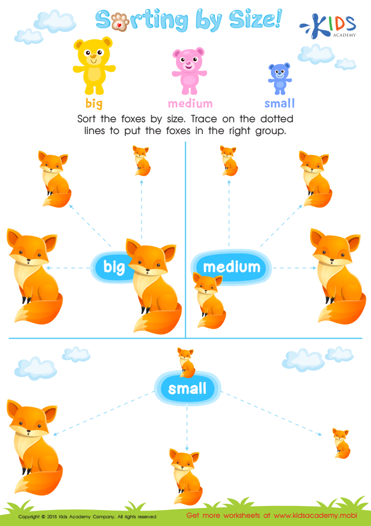 Sorting by size: big & Small activity worksheet 